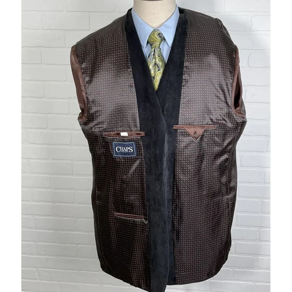 Chaps‎ Blazer Men 48L Black Corduroy Mottled Elbow Patches Classic Academia